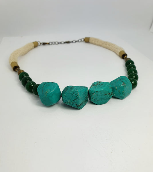 colar pedras turquesa artesanal